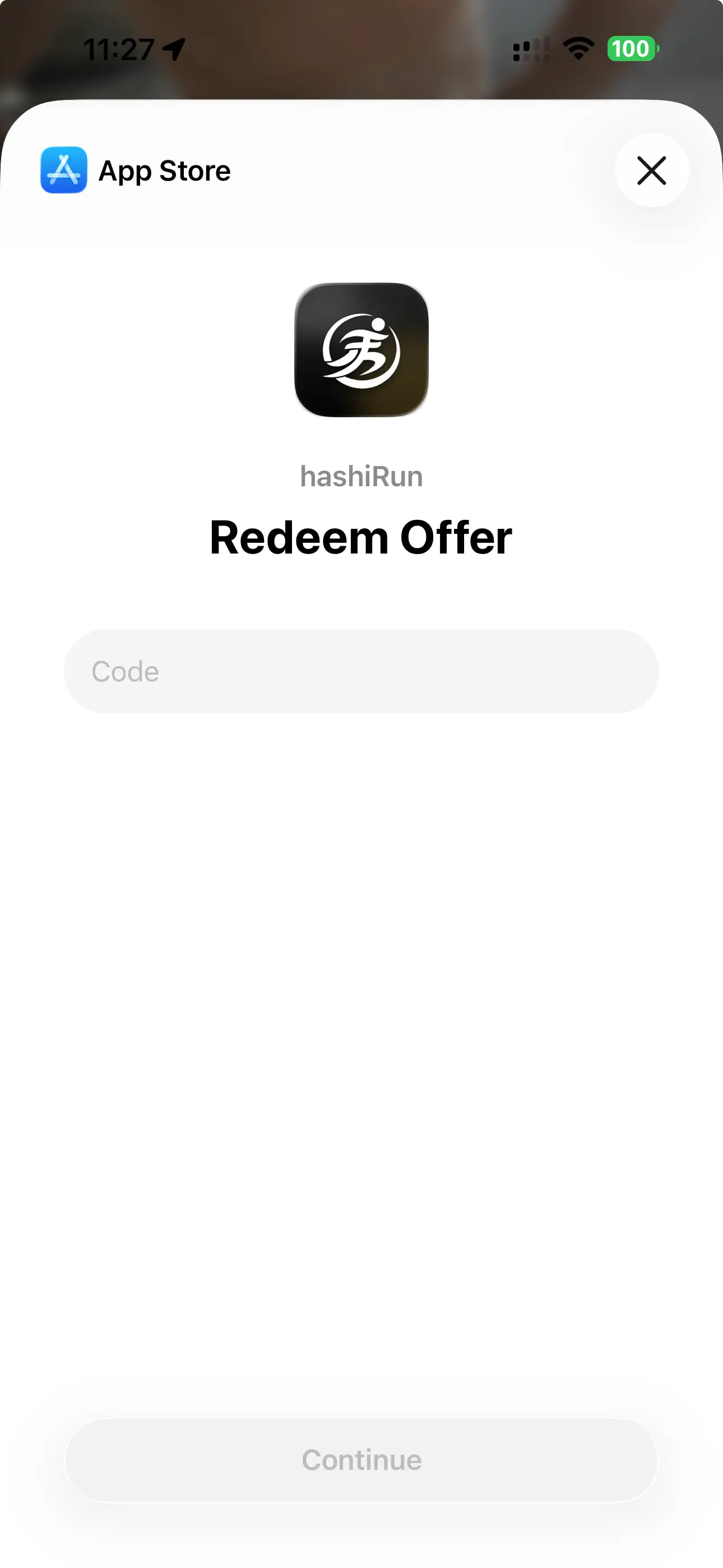 Redeem offer code in hashiRun
